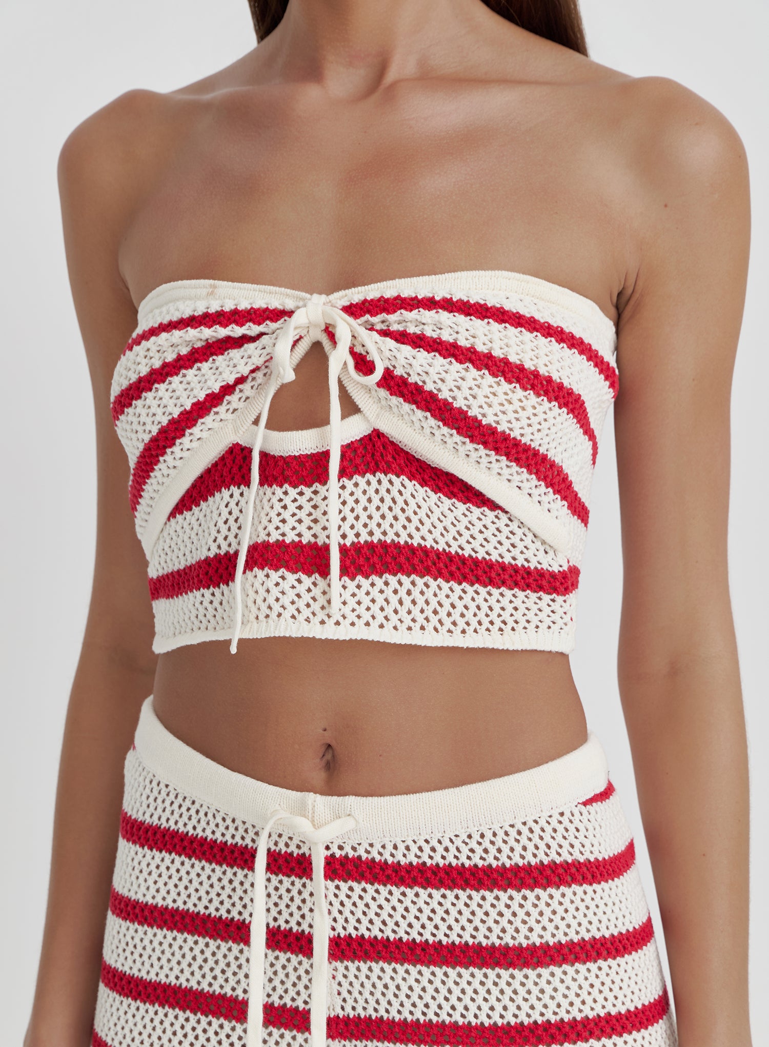 Red And White Stripe Knitted Top